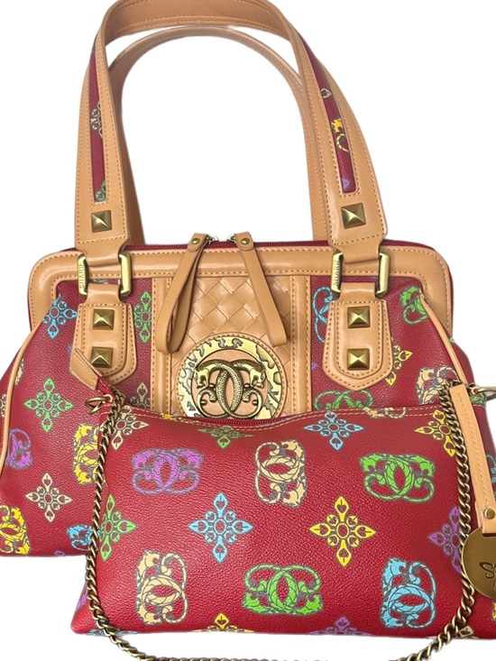Sharif Handbags - Sharif 2 Pcs. Red Patterned Tote and Mini Bag Set